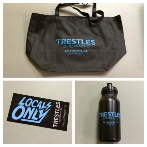 swag bag of trestles chiropractic stuff